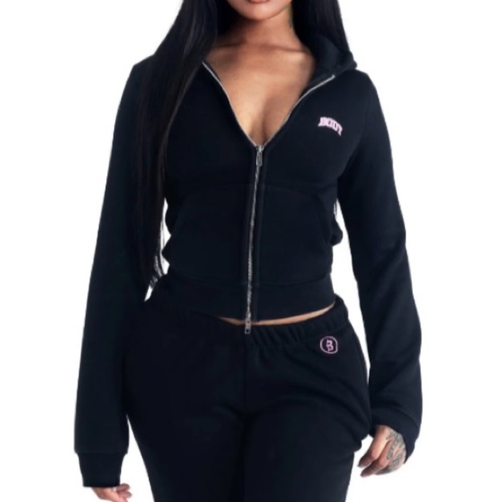 Black Zip-Up Hoodie (Never Worn) - Body By Raven